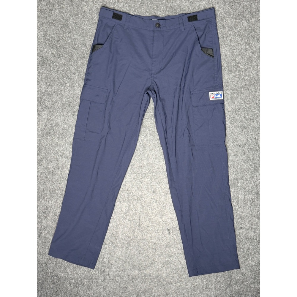 Pelagic Polaris Performance Fishing Pants Mens 36 Blue Cargo Stretch